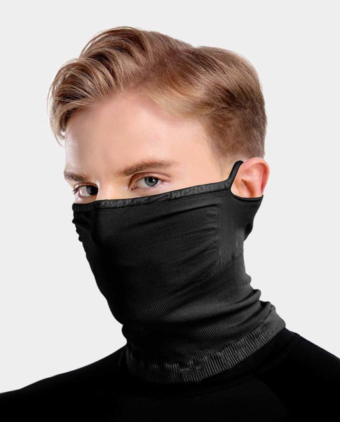 X1 – neck gaiter with ear loops breathable thin and quick-drying for summer black