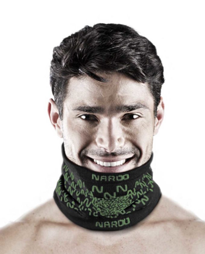 NAROO E9 -Masque de sport élégant noir-vert pour temps froid tubulaire avec protection UV à 99%