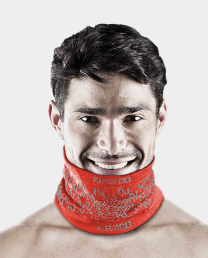 NAROO E9 - sarkana, stilīga aukstā laika sporta maska ​​cauruļveida ar 99% UV aizsardzību
