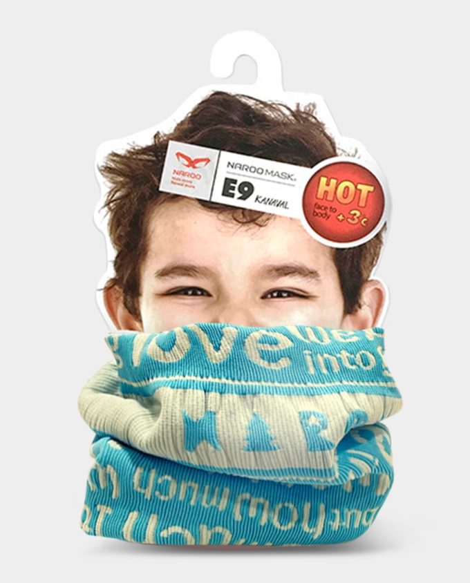 NAROO E9 Topeng sukan cuaca sejuk berwarna biru dan putih kanak-kanak bergaya tiub dengan pelindung leher kanak-kanak perlindungan UV 99%.