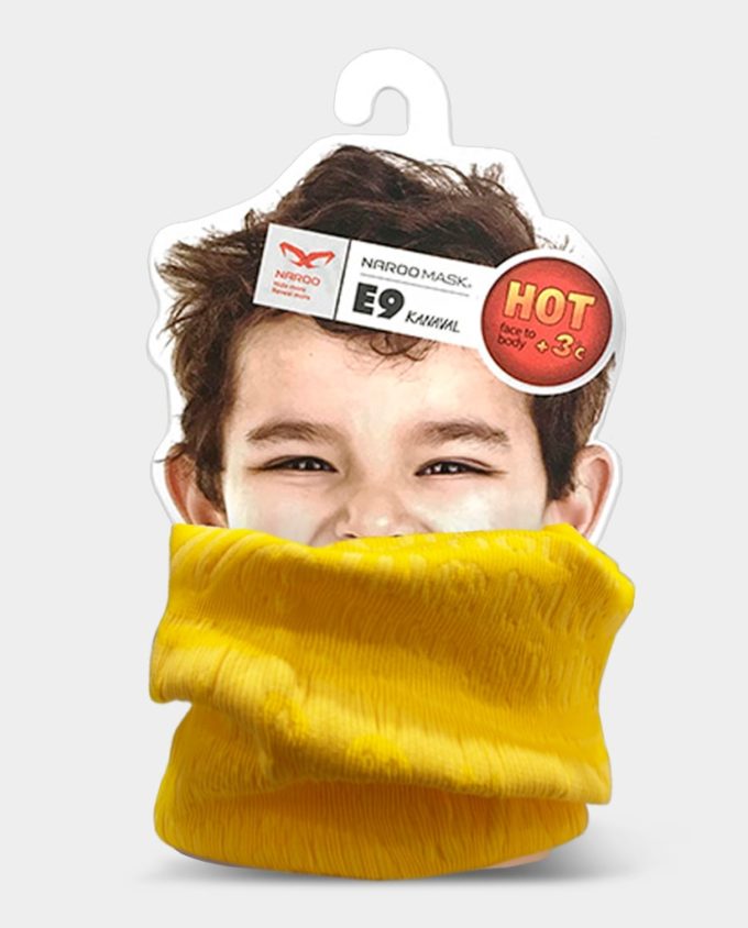 NAROO E9 Topeng sukan cuaca sejuk kanak-kanak yang bergaya dengan tiub dengan perlindungan UV 99% pelindung leher kanak-kanak berwarna kuning