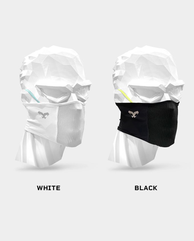 NAROO F1s - hvid sportsmaske på mannequin til brug i al slags vejr, filtrering, pollen, forurening, allergi uk certificering-mannequin-min