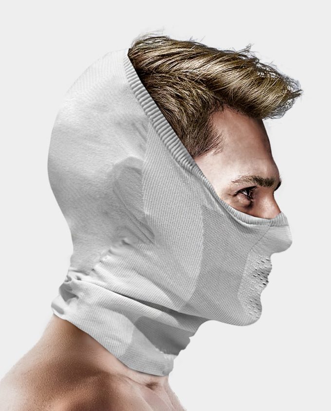 NAROO X5H - masque de sport blanc pour une utilisation par tous les temps, protection UV, tissu en maille, séchage rapide