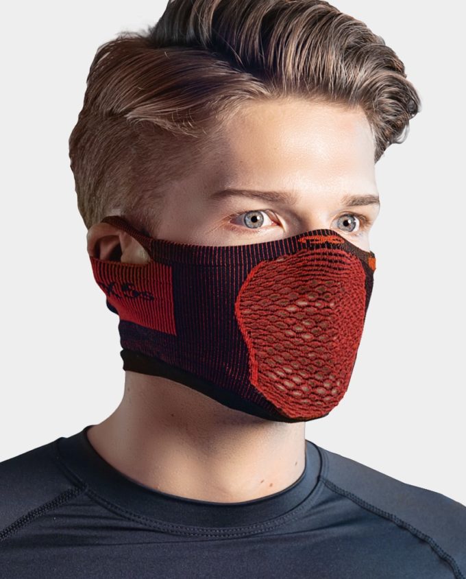 X5s Cover-up Reversible sports face shield for cycling and running red side