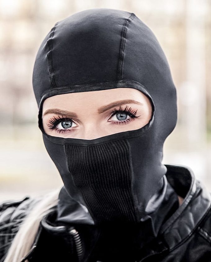 F3F - Leichte, filternde, feuchtigkeitsableitende, atmungsaktive Balaclava-Kopfbedeckung für Sport- und Motorradfahrerinnen