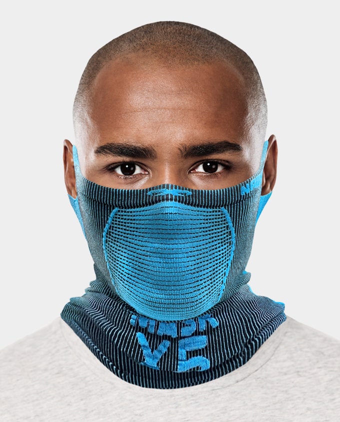 x5-NAROO X5 -black blue sports mask for UV protection, all-weather, mesh fabric, quick-dry fabric, and ear loops
