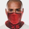 x5-NAROO X5 -gaiter with earloopsblack red sports mask for UV protection, all-weather, mesh fabric, quick-dry fabric, and ear loops
