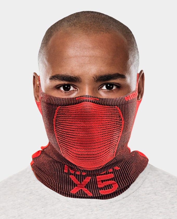 x5-NAROO X5 -black red sports mask for UV protection, all-weather, mesh fabric, quick-dry fabric, and ear loops
