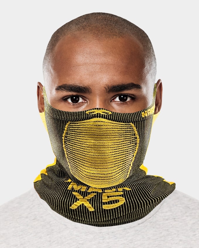 x5-NAROO X5 -black yellow sports mask for UV protection, all-weather, mesh fabric, quick-dry fabric, and ear loops