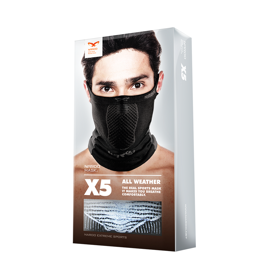 NAROO X5 -package for sports mask for UV protection, all-weather, mesh fabric, quick-dry fabric, and ear loopsic, quick-dry fabric, and ear loops