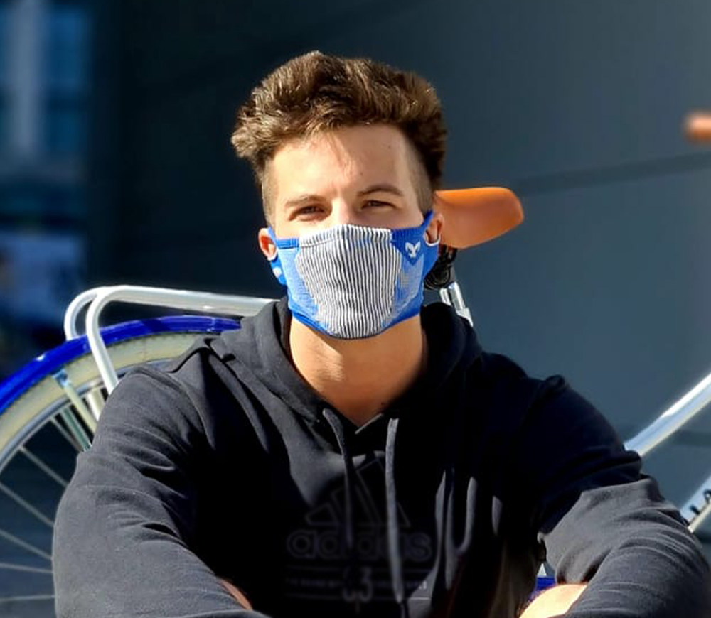 NAROO F5s - Masker olahraga filter biru-putih yang pas untuk lari dan bersepeda di musim panas dan musim semi