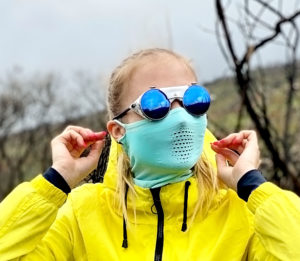 NAROO N1 - blågrønn sportsmaske for fotturer og løping for all slags vær med fukttransporterende stoff og UV-beskyttelse, aqua x blog