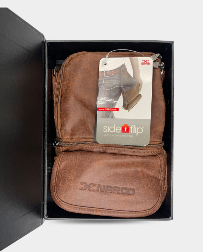 NAROO Sideflip - Läderväska med flera fickor Midjeväska Höftväska Stadsväska