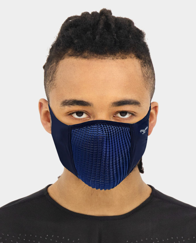 NAROO N0U-lite-Summer sleek fabric face shield for sport as Running and cycling, Hot weather with cooling fabric, UV Protection navy blue