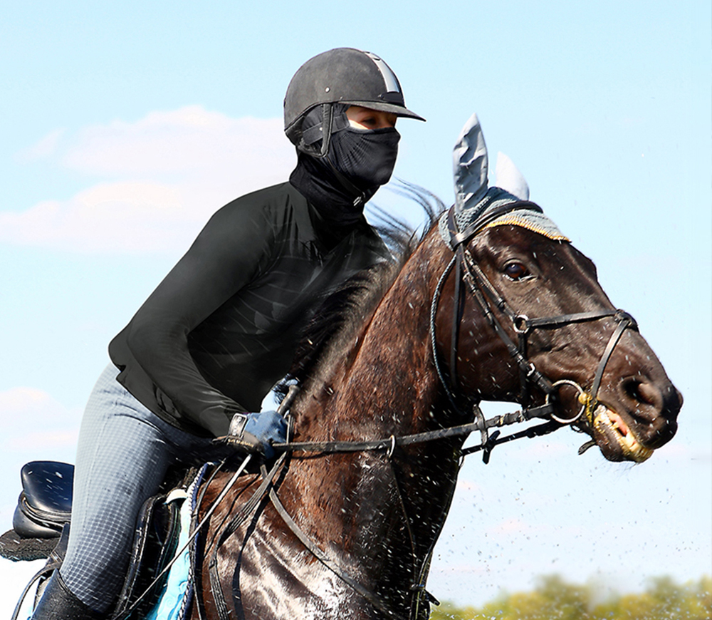 NAROO Horse Riding Balaclava n3f with hidden ponytail strap, easy breathing, unblocked visions 1
