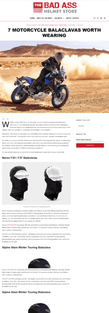 NAROO - Quality Motorcycling Balaclavas and Masks Brand | NAROO Sports Masks
